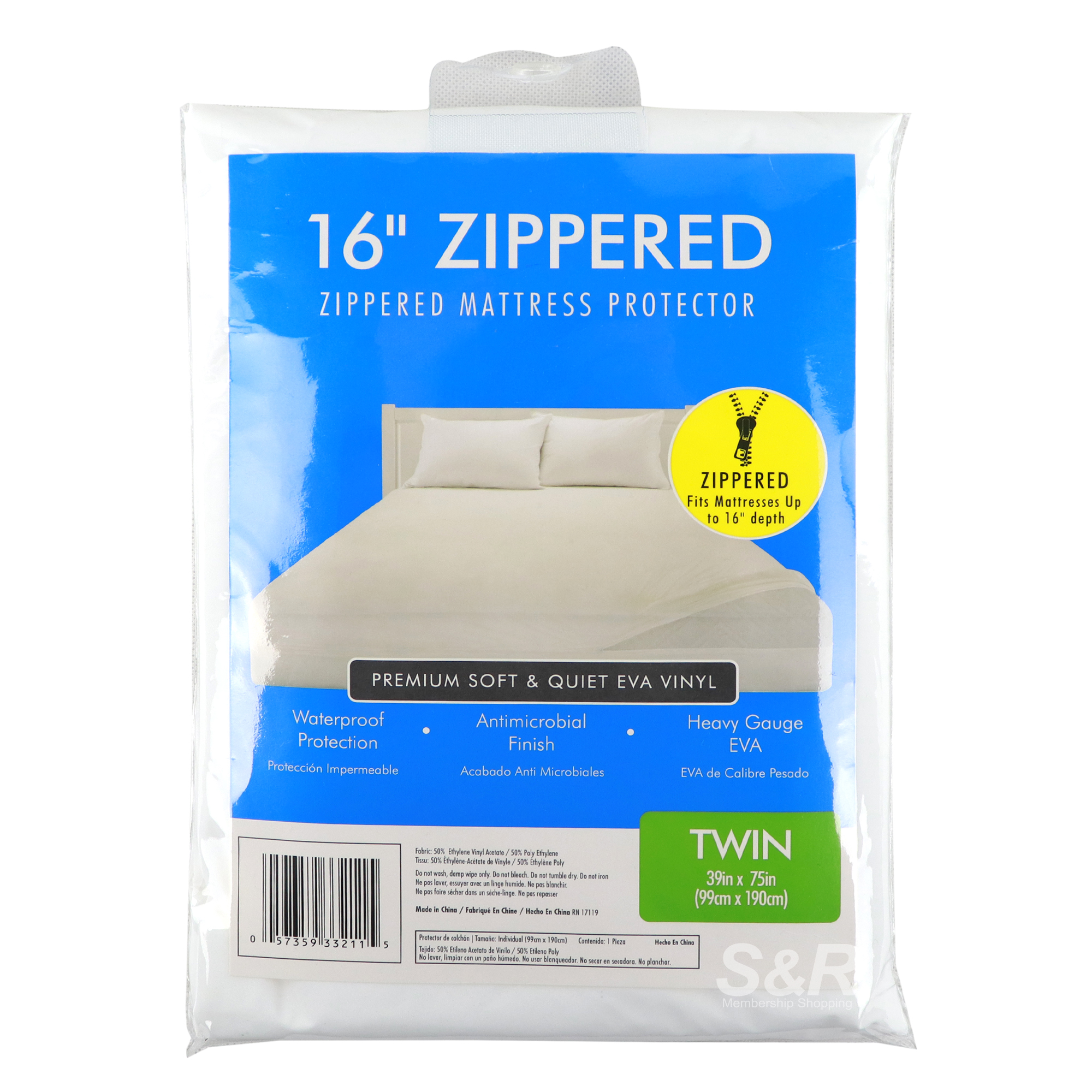 Martha Stewart Collection 16-inch Zippered Mattress Protector Twin Size 1pc